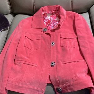 Elie Tahari Pink Leather Jacket Small Petite